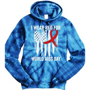 World Aids Day Hope Hiv Red Ribbon Aids Awareness Matching Cool Gift Tie Dye Hoodie