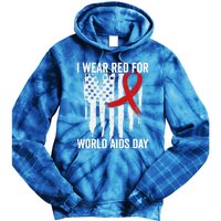 World Aids Day Hope Hiv Red Ribbon Aids Awareness Matching Cool Gift Tie Dye Hoodie