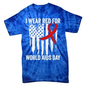 World Aids Day Hope Hiv Red Ribbon Aids Awareness Matching Cool Gift Tie-Dye T-Shirt