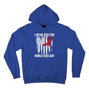 World Aids Day Hope Hiv Red Ribbon Aids Awareness Matching Cool Gift Tall Hoodie