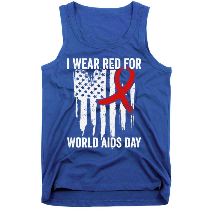 World Aids Day Hope Hiv Red Ribbon Aids Awareness Matching Cool Gift Tank Top