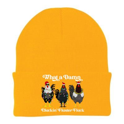 What A Damn Cluckin Fluster Fluck Funny Christmas Chicken Knit Cap Winter Beanie