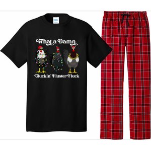 What A Damn Cluckin Fluster Fluck Funny Christmas Chicken Pajama Set