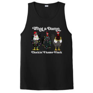 What A Damn Cluckin Fluster Fluck Funny Christmas Chicken PosiCharge Competitor Tank