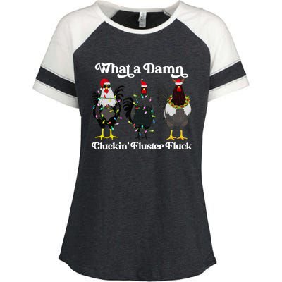 What A Damn Cluckin Fluster Fluck Funny Christmas Chicken Enza Ladies Jersey Colorblock Tee