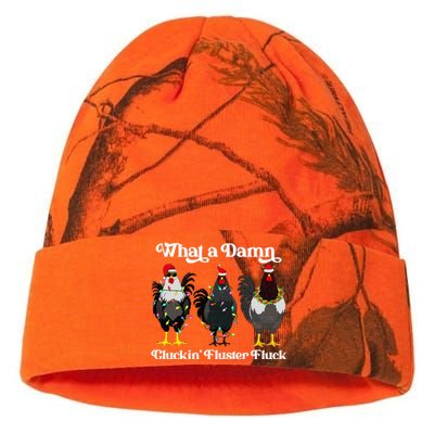 What A Damn Cluckin Fluster Fluck Funny Christmas Chicken Kati Licensed 12" Camo Beanie