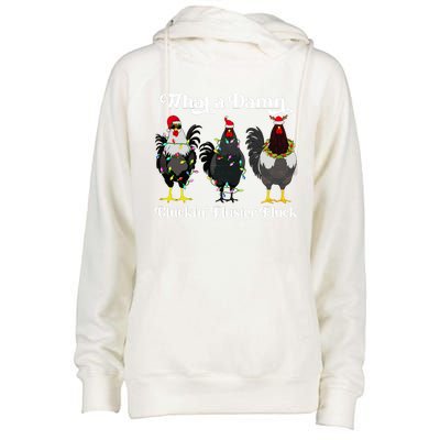 What A Damn Cluckin Fluster Fluck Funny Christmas Chicken Womens Funnel Neck Pullover Hood