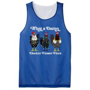 What A Damn Cluckin Fluster Fluck Funny Christmas Chicken Mesh Reversible Basketball Jersey Tank