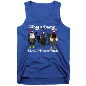 What A Damn Cluckin Fluster Fluck Funny Christmas Chicken Tank Top