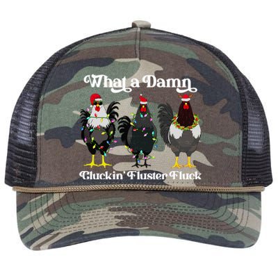 What A Damn Cluckin Fluster Fluck Funny Christmas Chicken Retro Rope Trucker Hat Cap