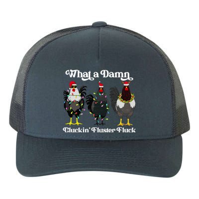 What A Damn Cluckin Fluster Fluck Funny Christmas Chicken Yupoong Adult 5-Panel Trucker Hat