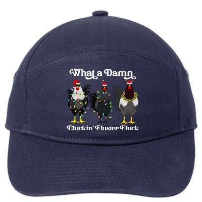 What A Damn Cluckin Fluster Fluck Funny Christmas Chicken 7-Panel Snapback Hat