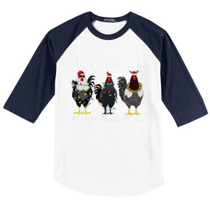 What A Damn Cluckin Fluster Fluck Funny Christmas Chicken Baseball Sleeve Shirt