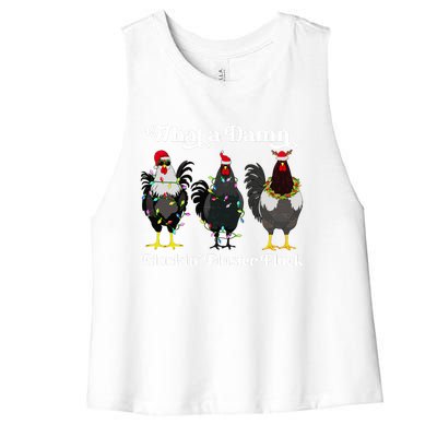 What A Damn Cluckin Fluster Fluck Funny Christmas Chicken Women's Racerback Cropped Tank