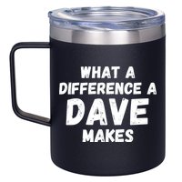 What A Difference A Dave Makes Funny 12oz Stainless Steel Coffee Mug