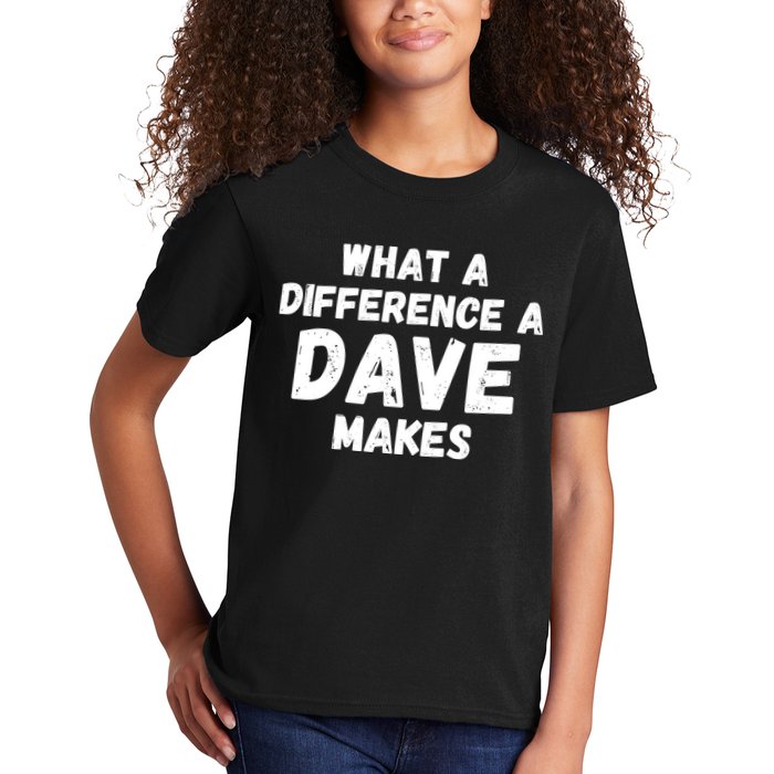 What A Difference A Dave Makes Funny Kids T-Shirt