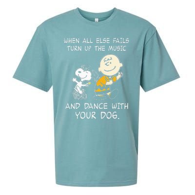 When All Else Fails Turn Up The Music & Dance With Your Dog Sueded Cloud Jersey T-Shirt