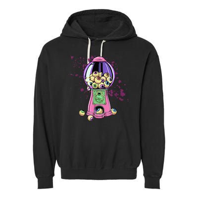Weirdcore Aesthetic Eyeball Bubble Gumball Machine Halloween Garment-Dyed Fleece Hoodie