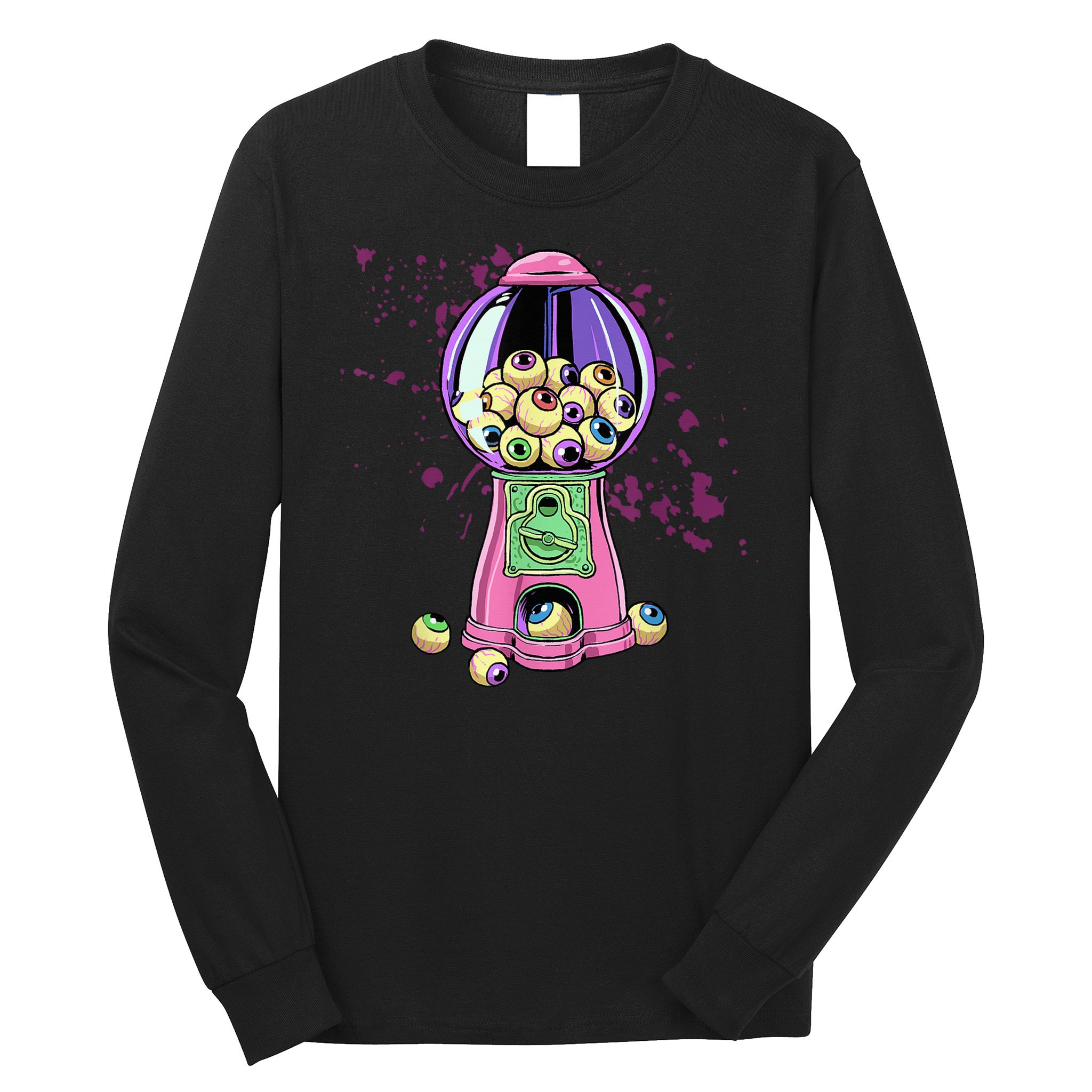 Weirdcore Aesthetic Eyeball Bubble Gumball Machine Halloween Long Sleeve Shirt