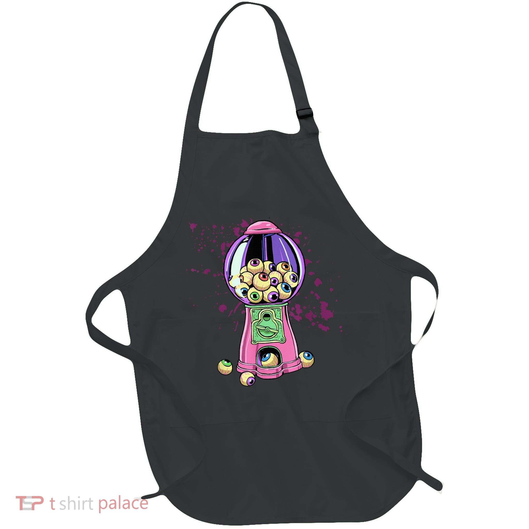 Weirdcore Aesthetic Eyeball Bubble Gumball Machine Halloween Full-Length Apron With Pockets