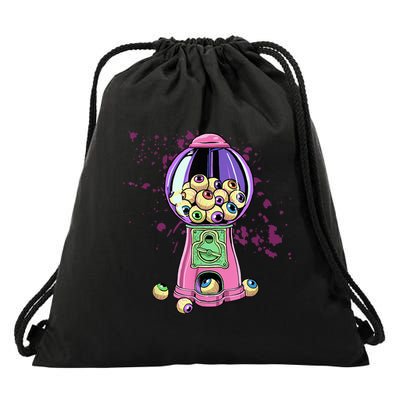 Weirdcore Aesthetic Eyeball Bubble Gumball Machine Halloween Drawstring Bag