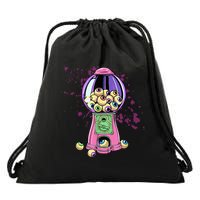Weirdcore Aesthetic Eyeball Bubble Gumball Machine Halloween Drawstring Bag