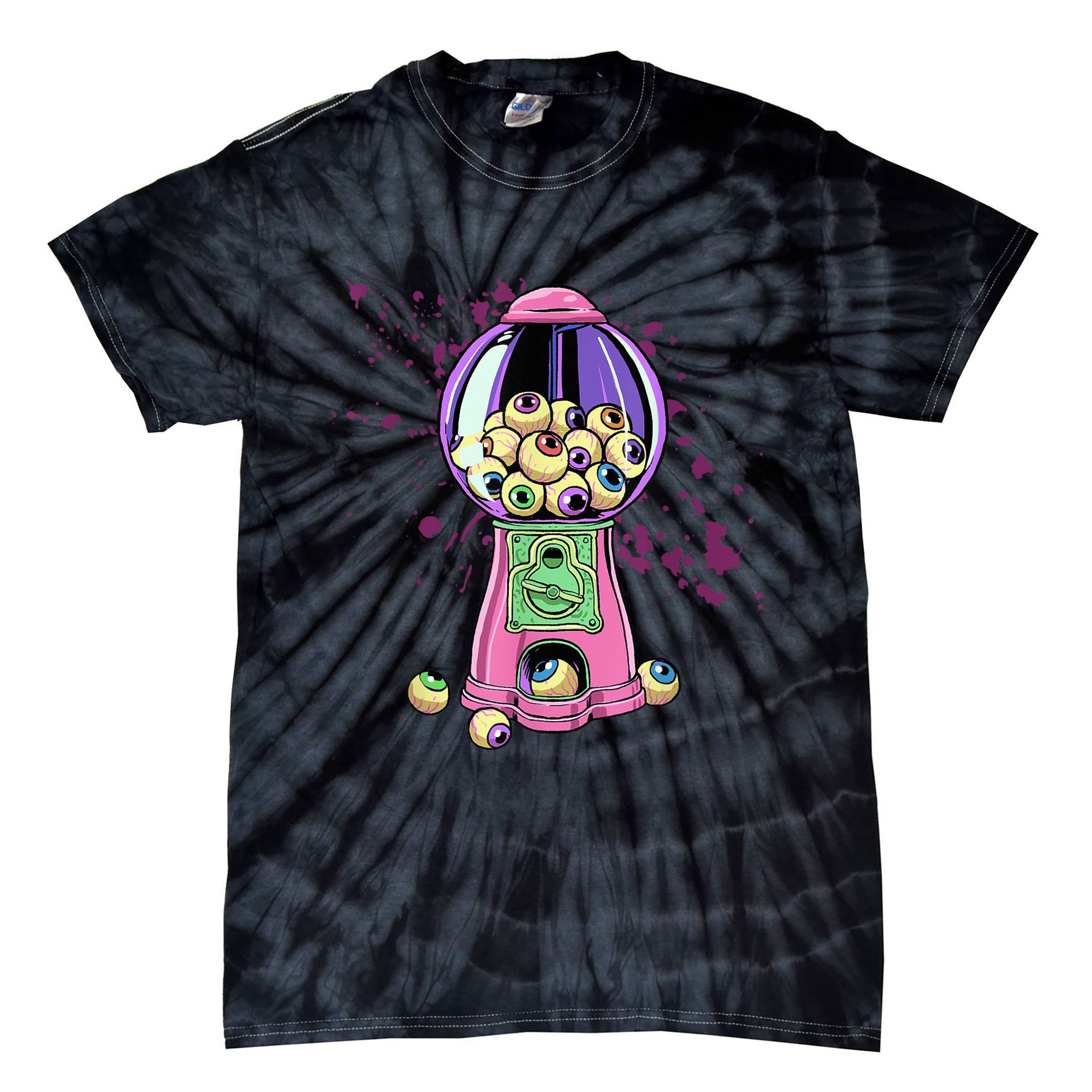 Weirdcore Aesthetic Eyeball Bubble Gumball Machine Halloween Tie-Dye T-Shirt