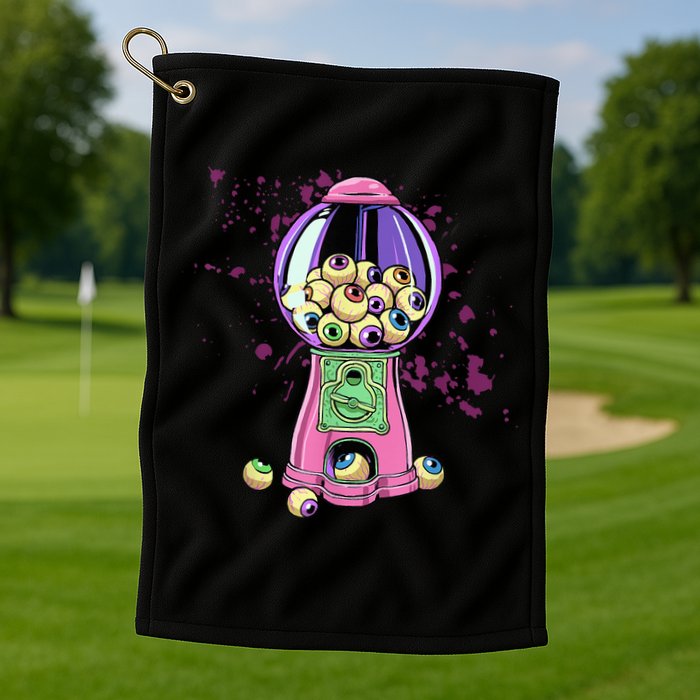 Weirdcore Aesthetic Eyeball Bubble Gumball Machine Halloween Golf Towel