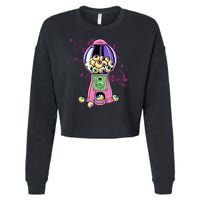 Weirdcore Aesthetic Eyeball Bubble Gumball Machine Halloween Cropped Pullover Crew