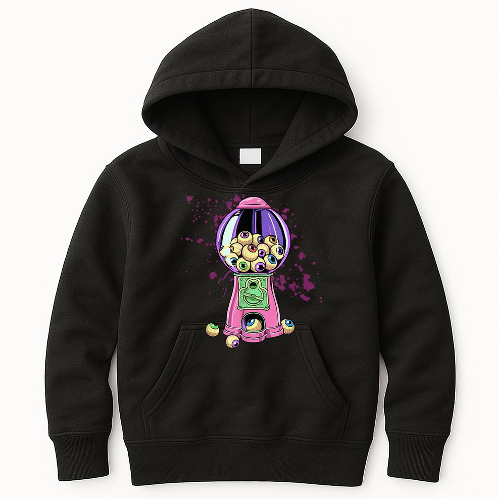 Weirdcore Aesthetic Eyeball Bubble Gumball Machine Halloween Kids Hoodie