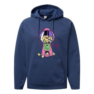 Weirdcore Aesthetic Eyeball Bubble Gumball Machine Halloween Performance Fleece Hoodie