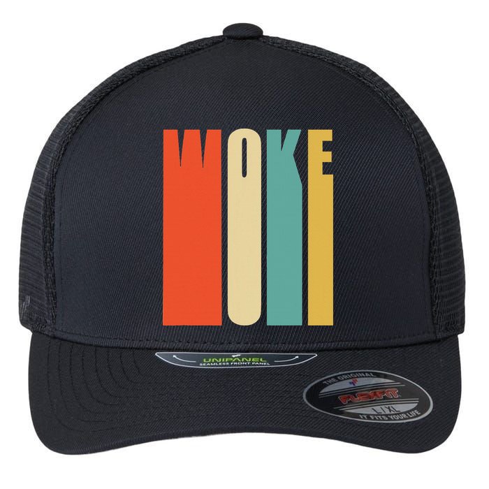 Woke Af Extremely Woke In Retro 60s Style Flexfit Unipanel Trucker Cap