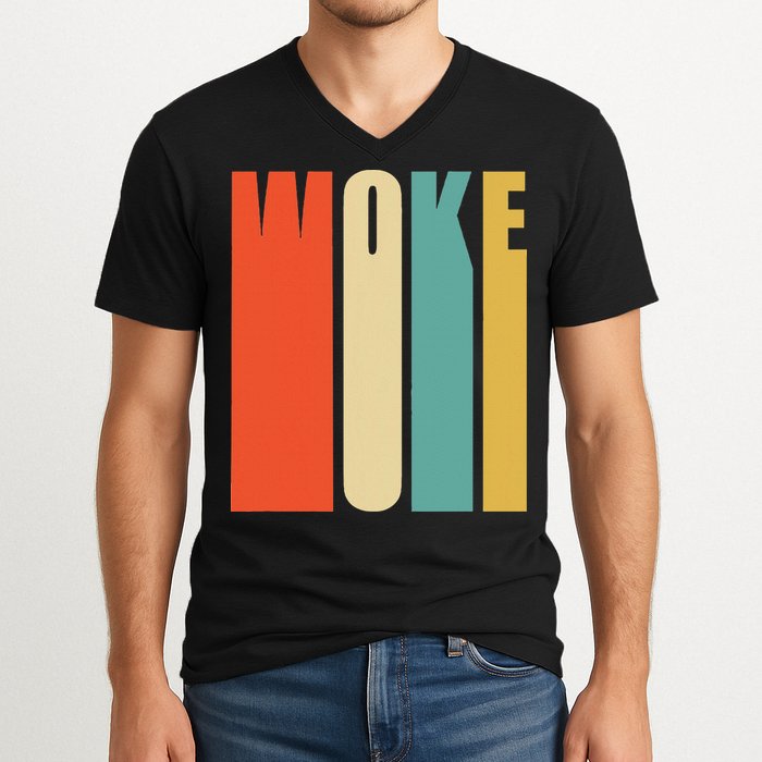 Woke Af Extremely Woke In Retro 60s Style V-Neck T-Shirt