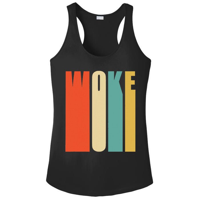 Woke Af Extremely Woke In Retro 60s Style Ladies PosiCharge Competitor Racerback Tank