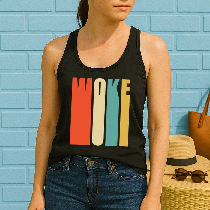 Woke Af Extremely Woke In Retro 60s Style Womens Tank Top