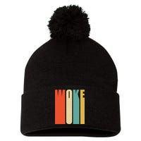 Woke Af Extremely Woke In Retro 60s Style Pom Pom 12in Knit Beanie