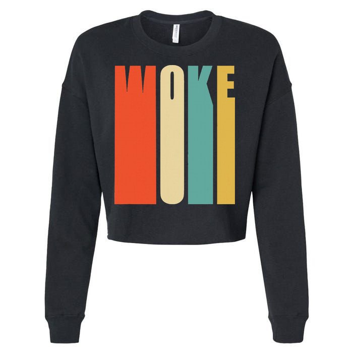 Woke Af Extremely Woke In Retro 60s Style Cropped Pullover Crew