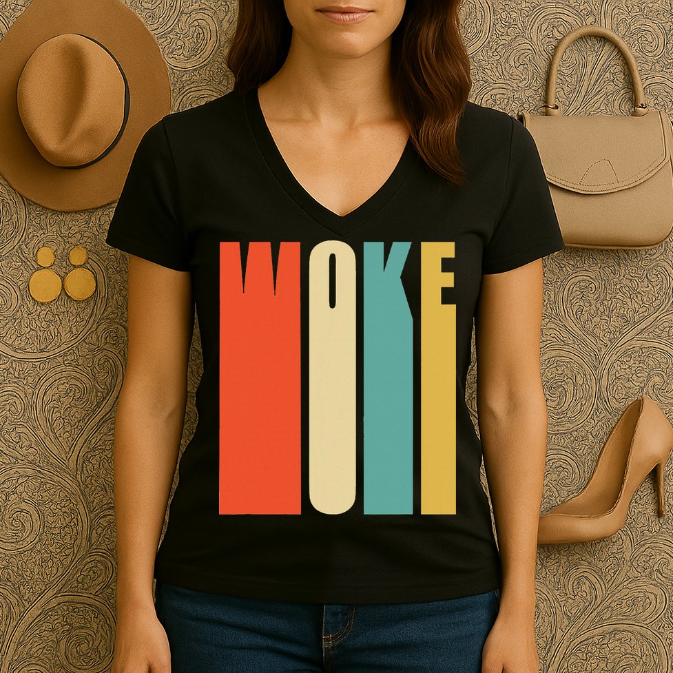Woke Af Extremely Woke In Retro 60s Style Women's V-Neck T-Shirt
