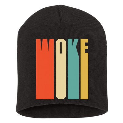 Woke Af Extremely Woke In Retro 60s Style Short Acrylic Beanie