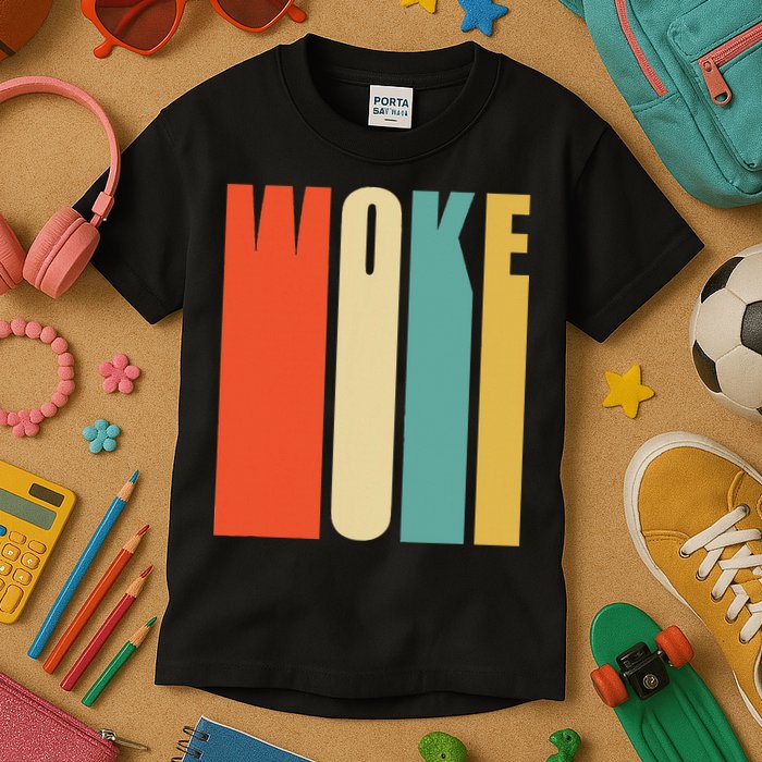 Woke Af Extremely Woke In Retro 60s Style Kids T-Shirt