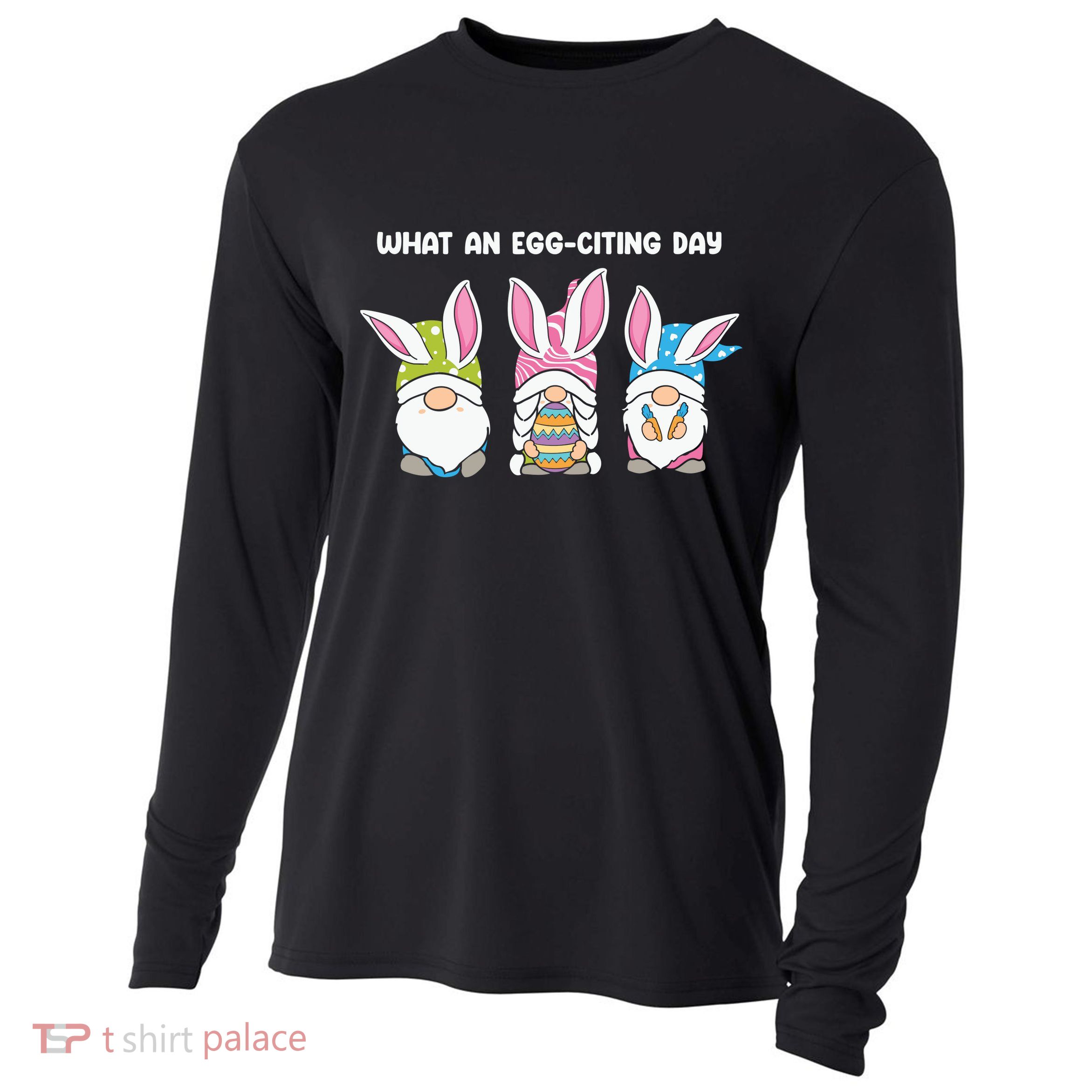 What An Eggciting Day Easter Gnome Easter Day Gift Cooling Performance Long Sleeve Crew