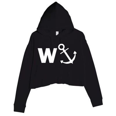 W Anchor Funny Pub Joke Crop Fleece Hoodie