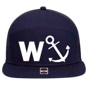 W Anchor Funny Pub Joke 7 Panel Mesh Trucker Snapback Hat