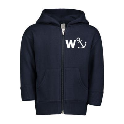 W Anchor Funny Pub Joke Toddler Zip Fleece Hoodie