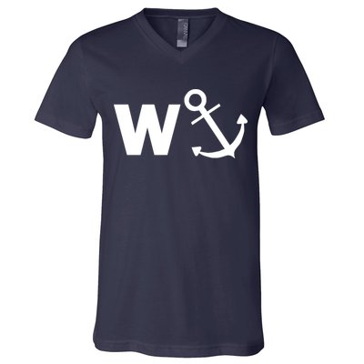 W Anchor Funny Pub Joke V-Neck T-Shirt