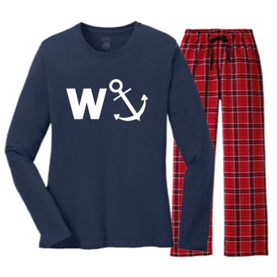 W Anchor Funny Pub Joke Women's Long Sleeve Flannel Pajama Set 