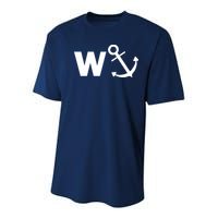 W Anchor Funny Pub Joke Youth Performance Sprint T-Shirt