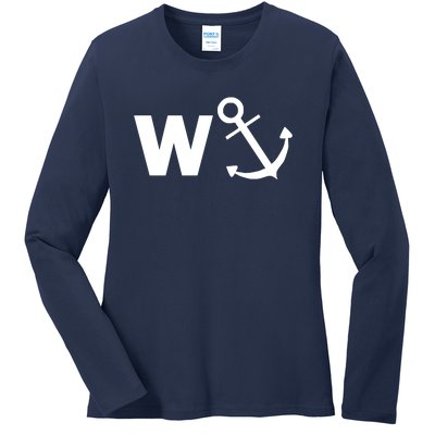 W Anchor Funny Pub Joke Ladies Long Sleeve Shirt