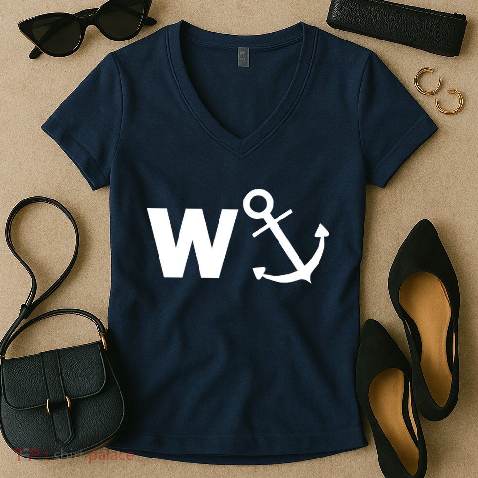 W Anchor Funny Pub Joke Women's V-Neck T-Shirt