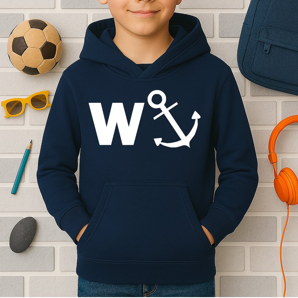 W Anchor Funny Pub Joke Kids Hoodie